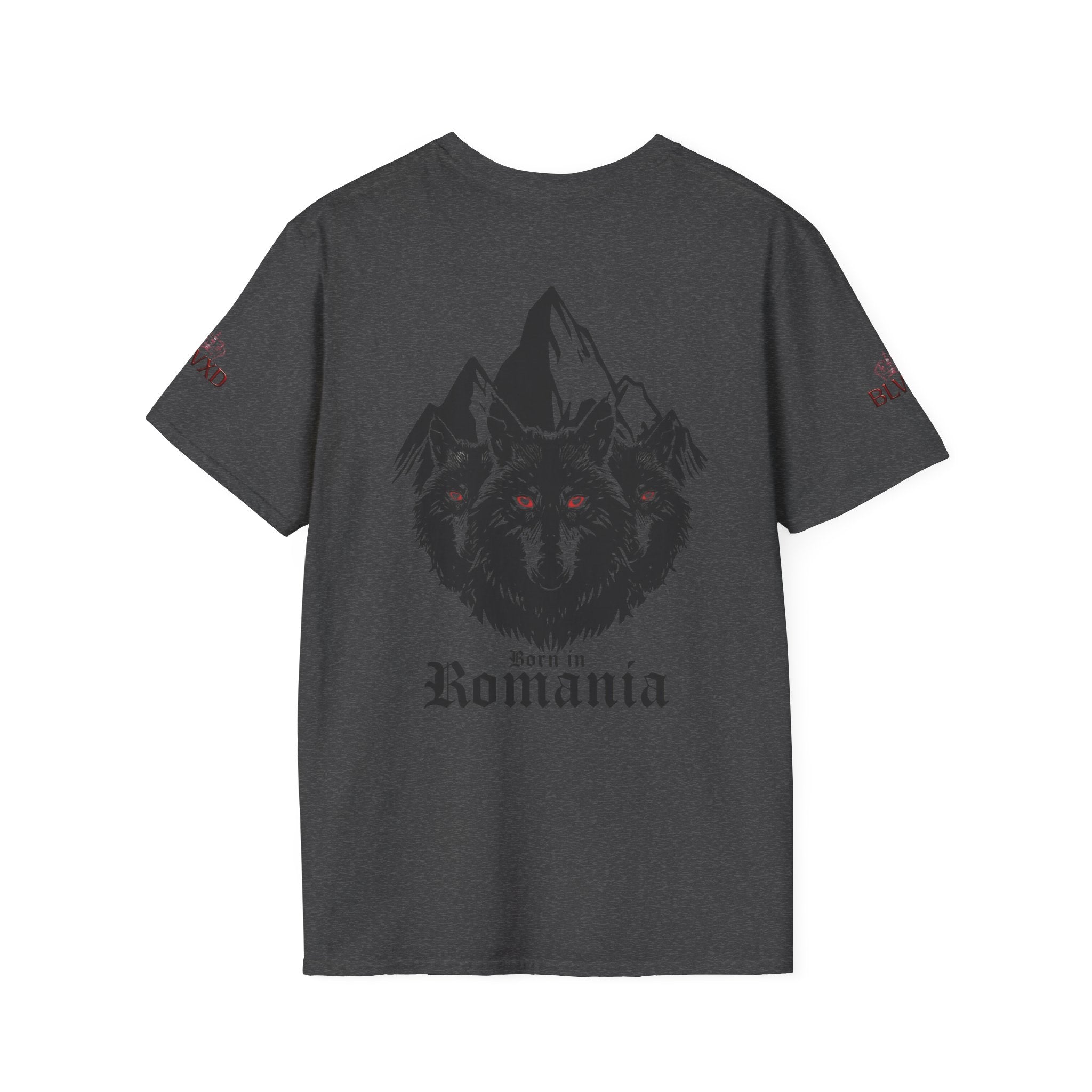 Romanian Heritage Unisex Softstyle T-Shirt, Casual Graphic Tee, Wolf Design Shirt, Unique Gift for Travelers, Romania Pride Apparel