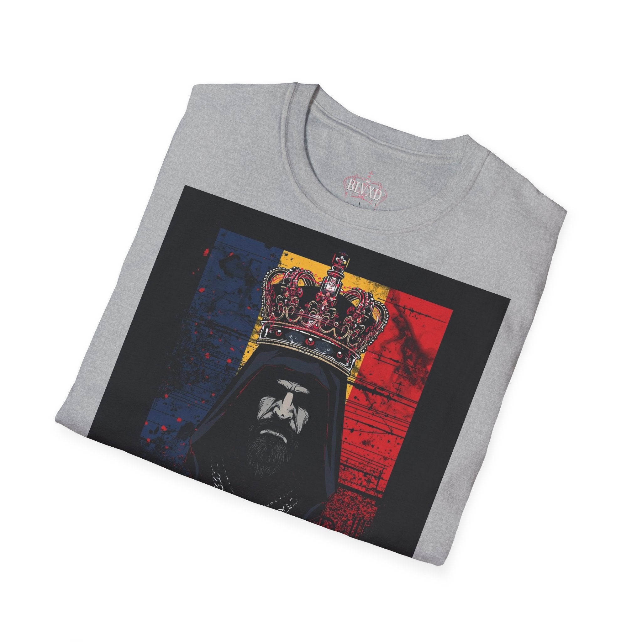 Romanian Heritage Unisex Softstyle T-Shirt, Casual Graphic Tee, Wolf Design Shirt, Unique Gift for Travelers, Romania Pride Apparel