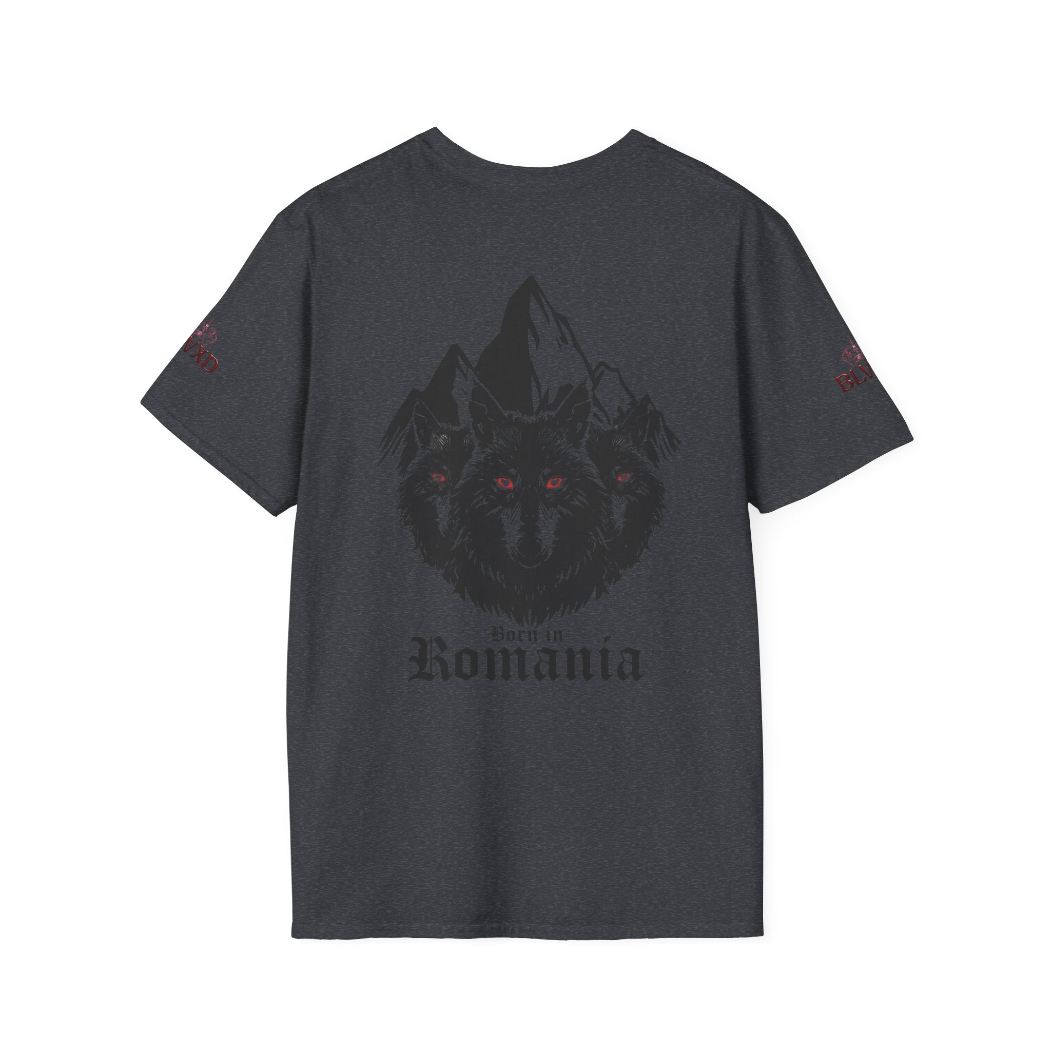 Romanian Heritage Unisex Softstyle T-Shirt, Casual Graphic Tee, Wolf Design Shirt, Unique Gift for Travelers, Romania Pride Apparel