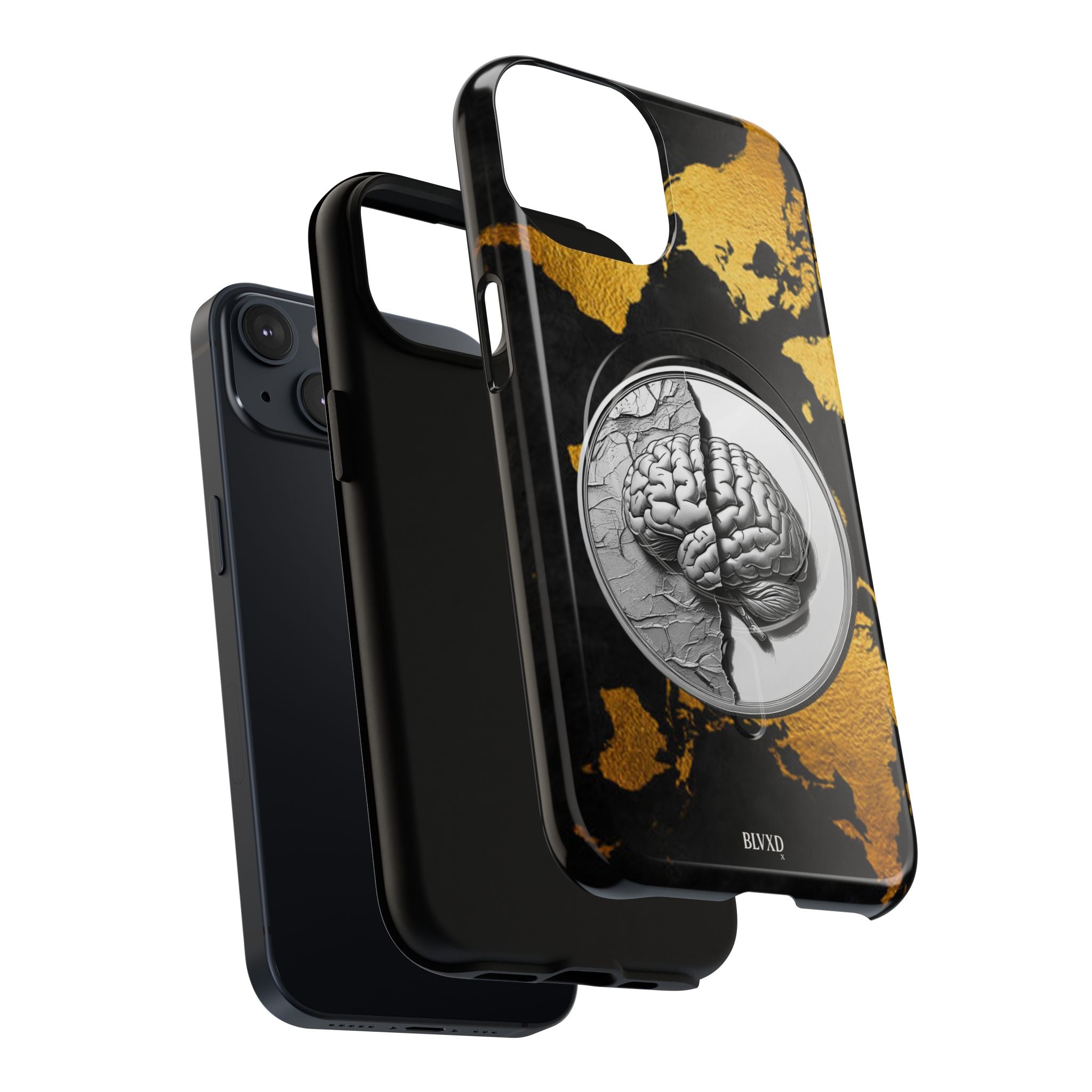 Brain Map Phone Case - Tough Magnetic Case for Creative Minds, Brain Design
