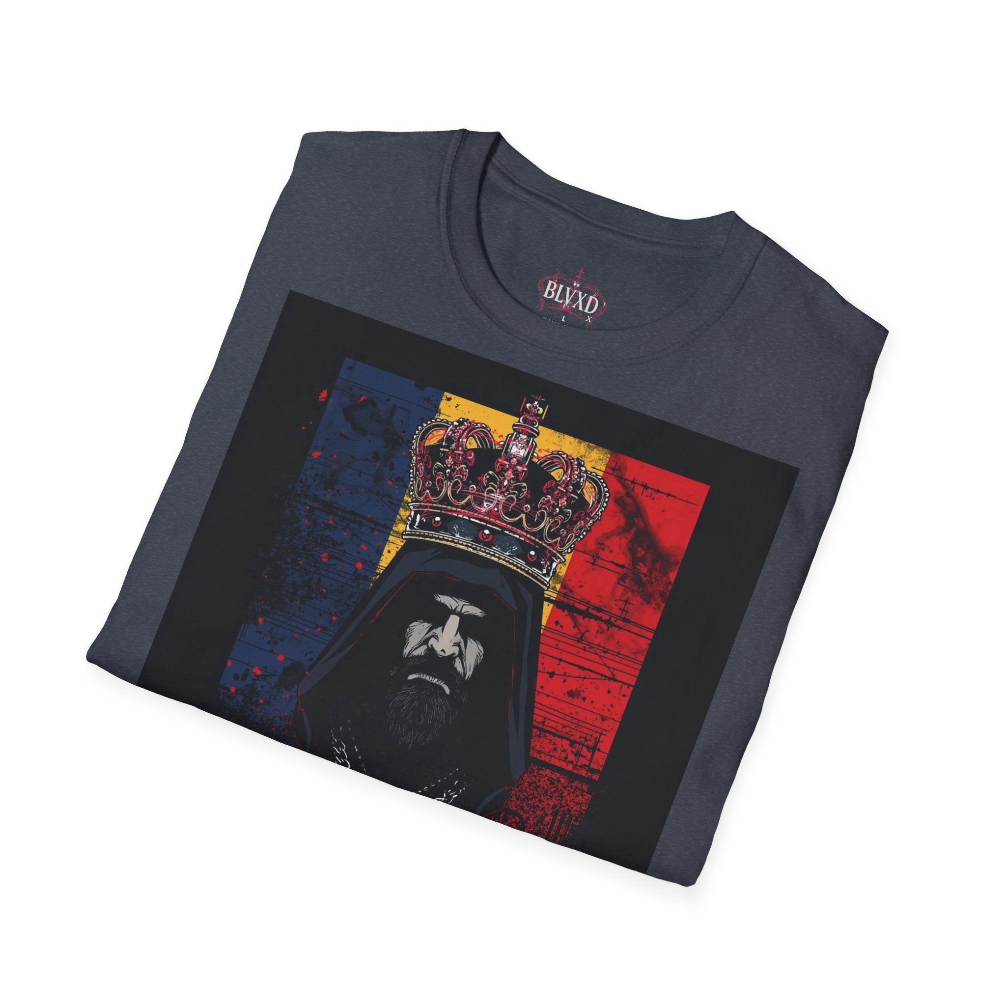 Romanian Heritage Unisex Softstyle T-Shirt, Casual Graphic Tee, Wolf Design Shirt, Unique Gift for Travelers, Romania Pride Apparel