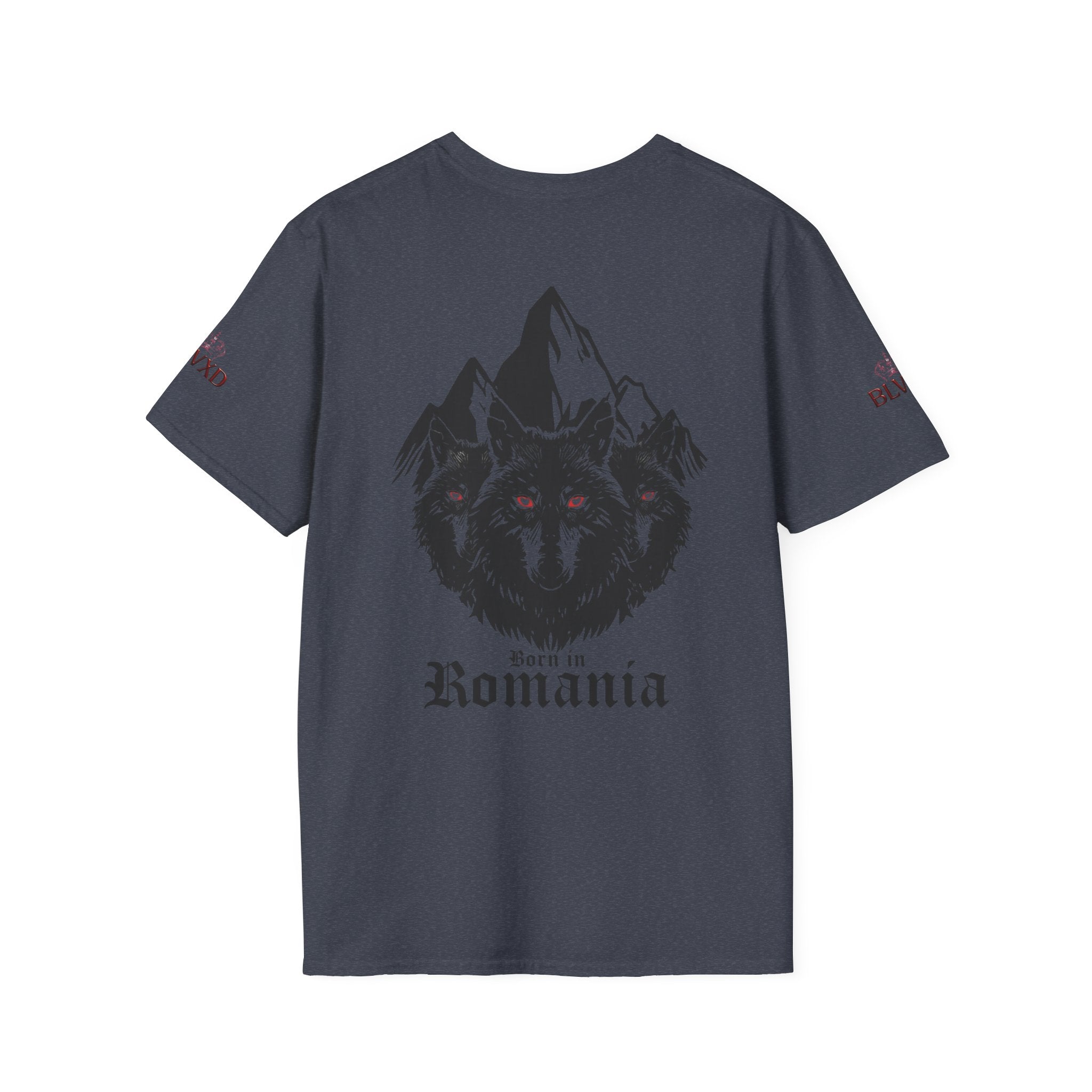 Romanian Heritage Unisex Softstyle T-Shirt, Casual Graphic Tee, Wolf Design Shirt, Unique Gift for Travelers, Romania Pride Apparel