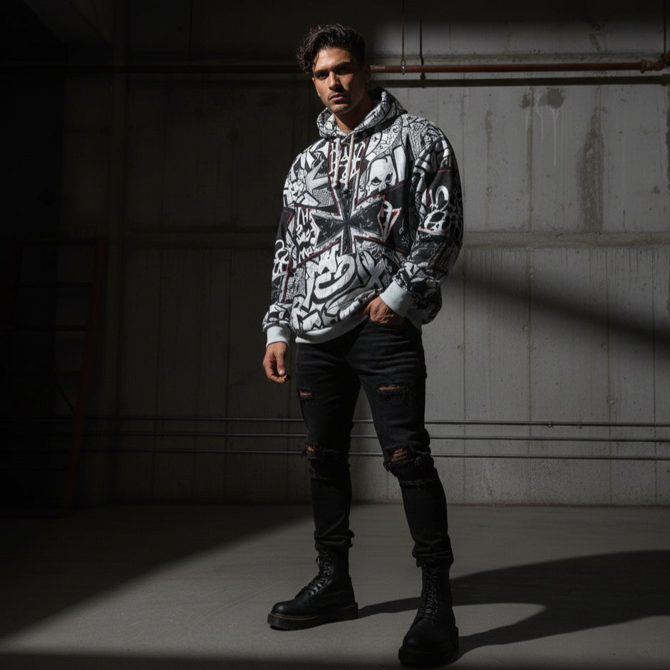 Graffiti Streetwear Hoodie Urban Art All Over Print Pullover