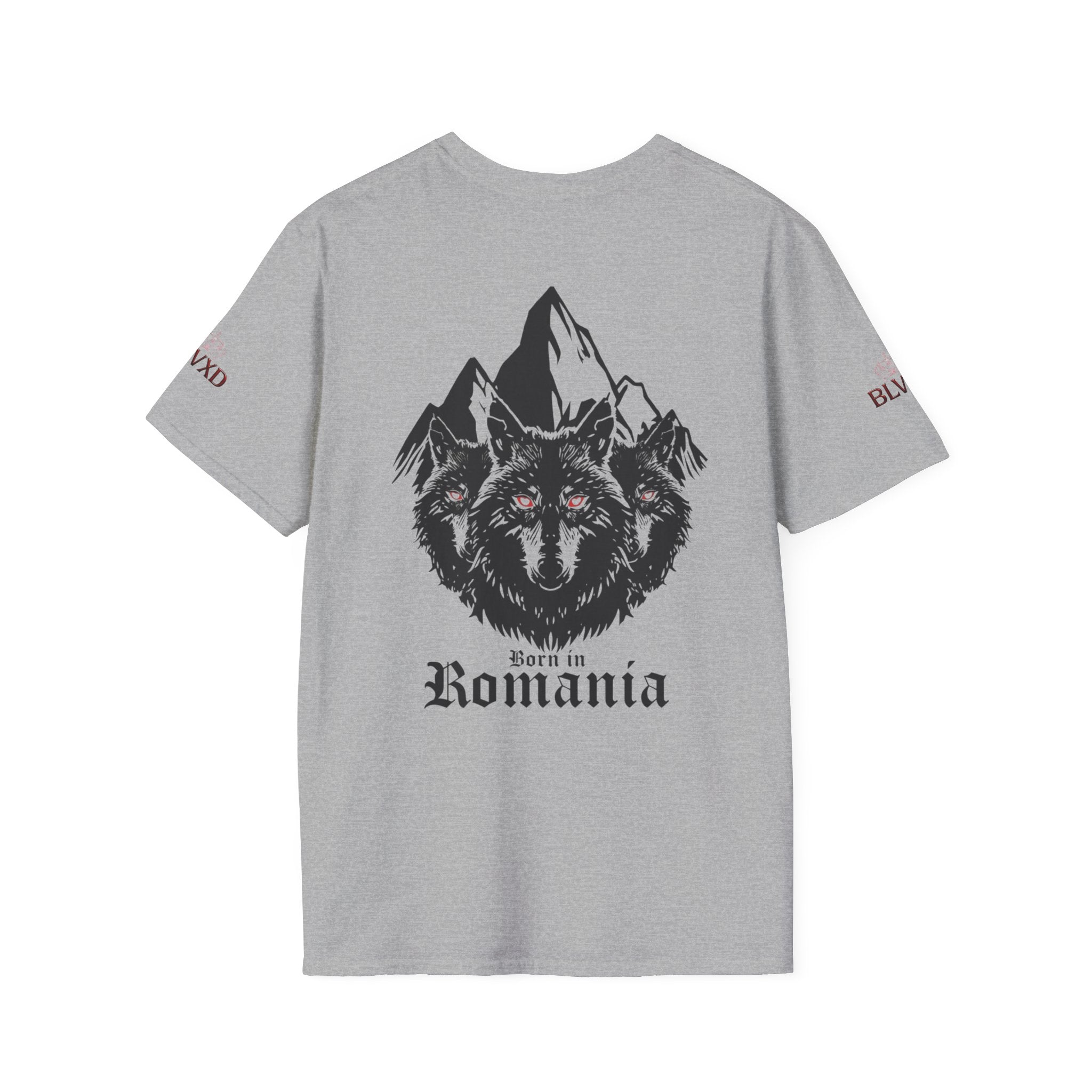Romanian Heritage Unisex Softstyle T-Shirt, Casual Graphic Tee, Wolf Design Shirt, Unique Gift for Travelers, Romania Pride Apparel