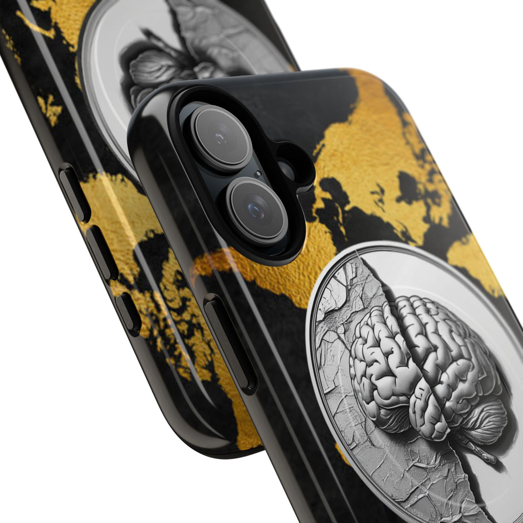 Brain Map Phone Case - Tough Magnetic Case for Creative Minds, Brain Design
