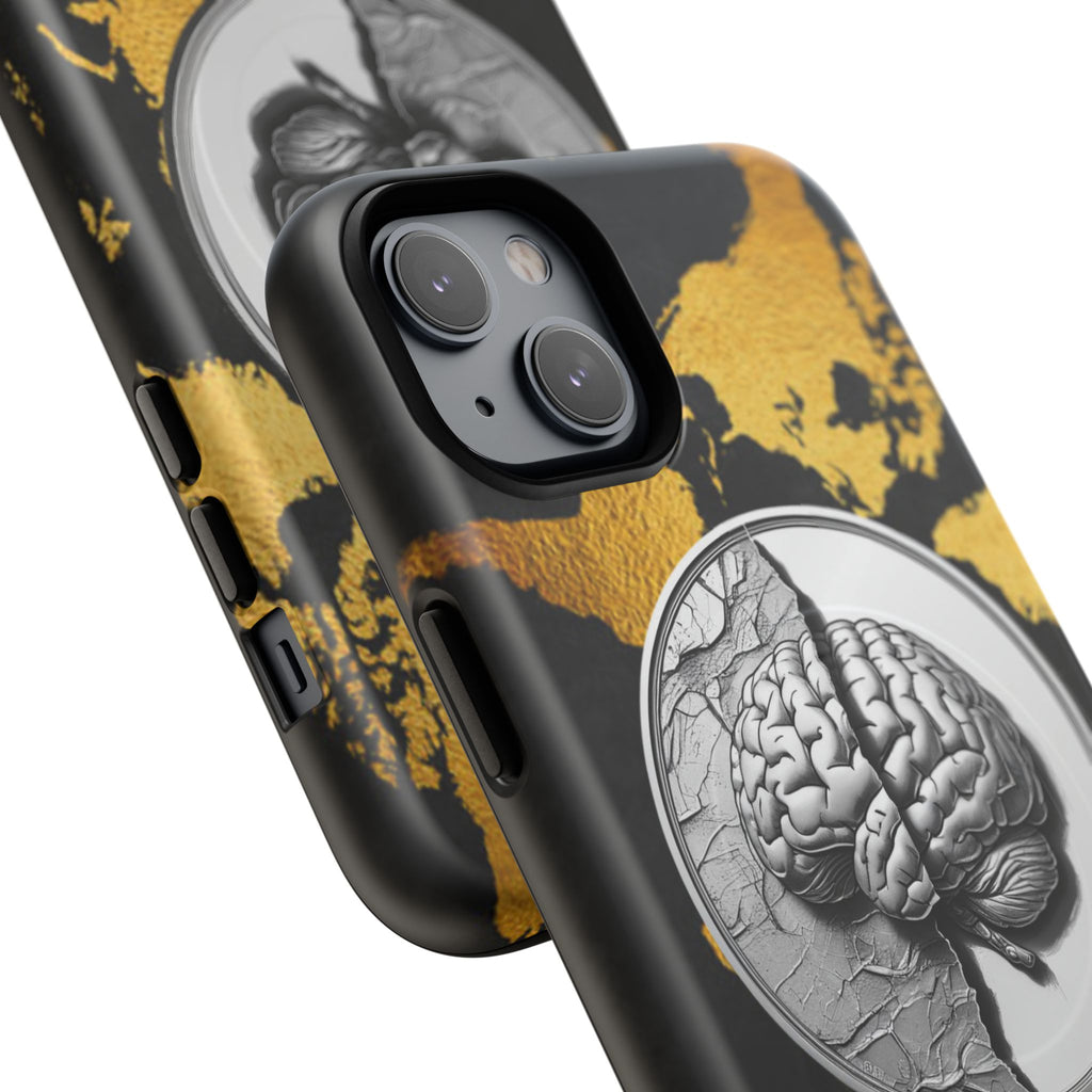 Brain Map Phone Case - Tough Magnetic Case for Creative Minds, Brain Design