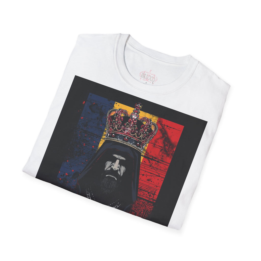 Romanian Heritage Unisex Softstyle T-Shirt, Casual Graphic Tee, Wolf Design Shirt, Unique Gift for Travelers, Romania Pride Apparel