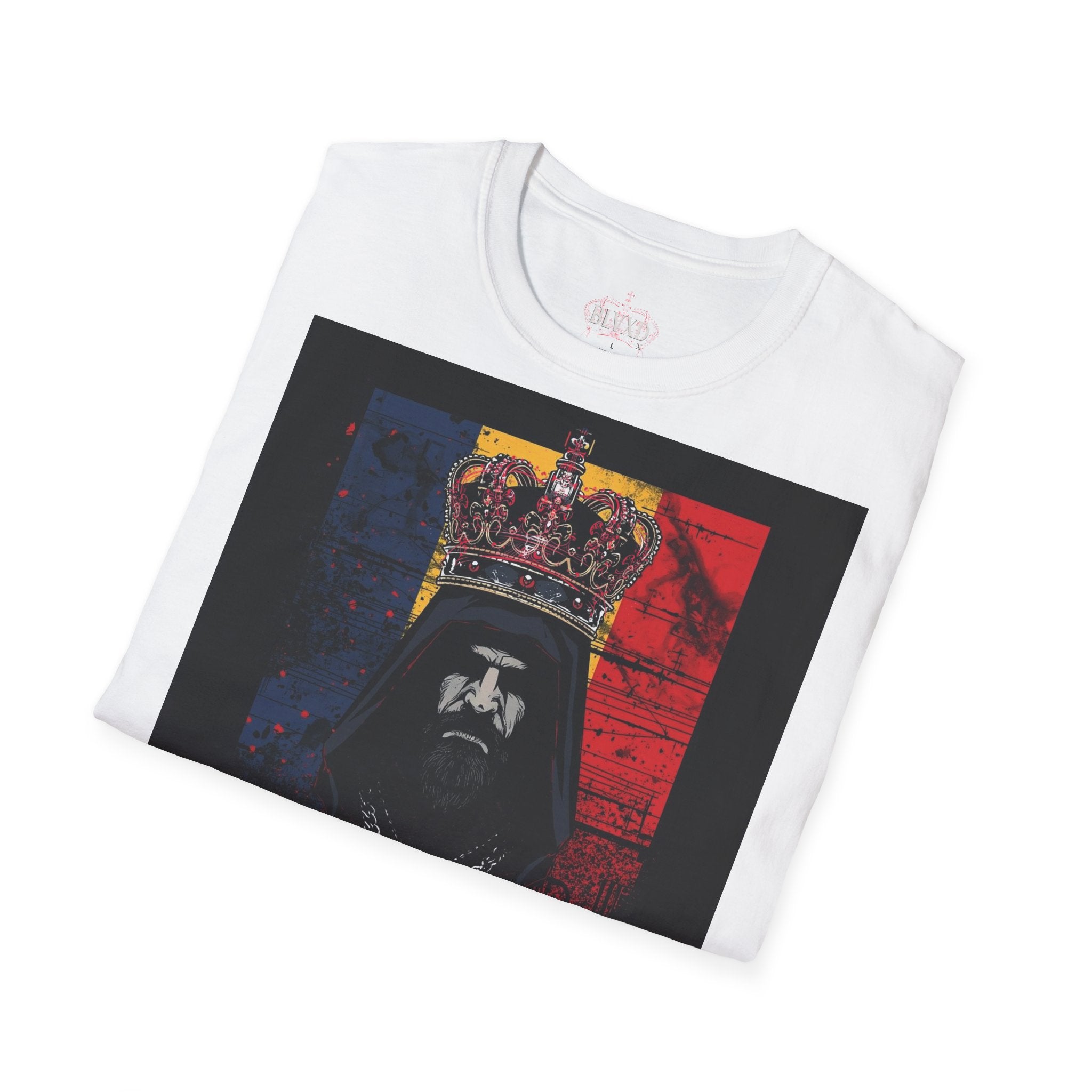 Romanian Heritage Unisex Softstyle T-Shirt, Casual Graphic Tee, Wolf Design Shirt, Unique Gift for Travelers, Romania Pride Apparel