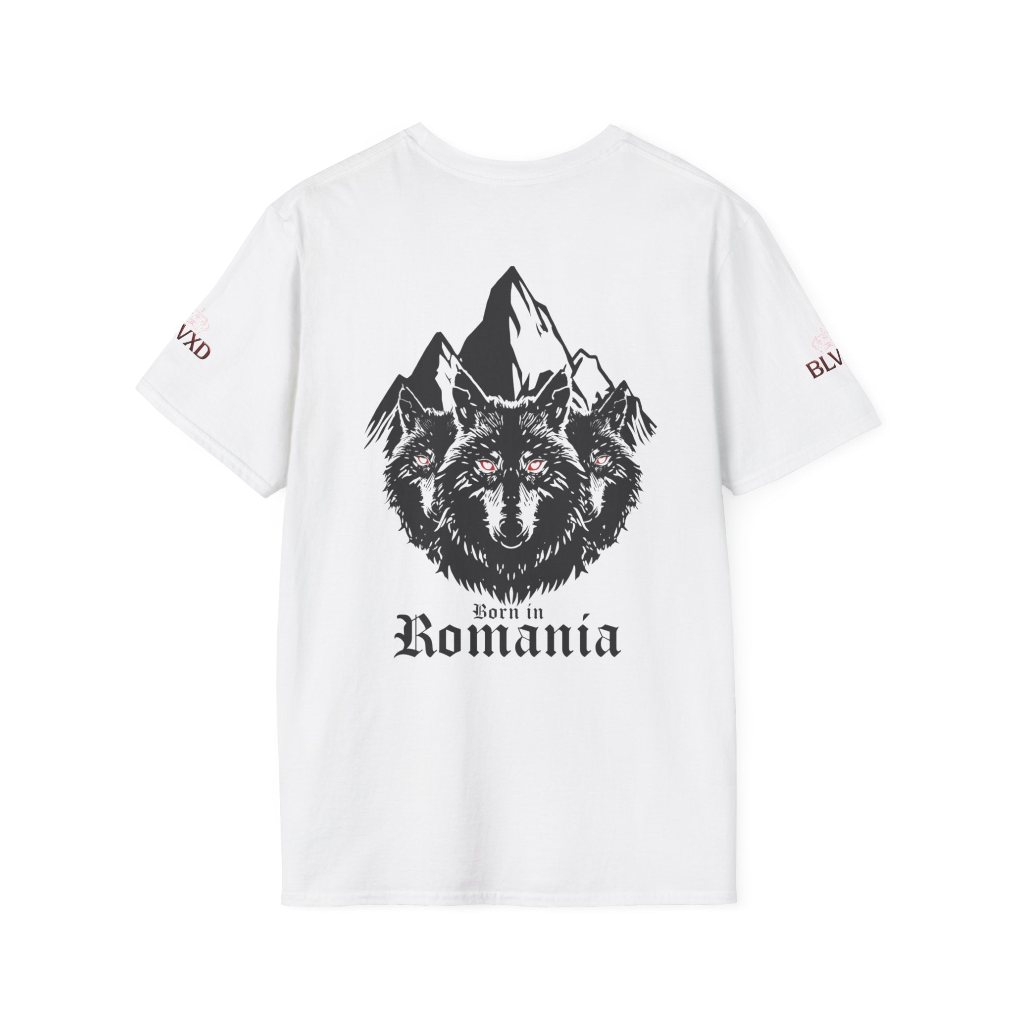 Romanian Heritage Unisex Softstyle T-Shirt, Casual Graphic Tee, Wolf Design Shirt, Unique Gift for Travelers, Romania Pride Apparel