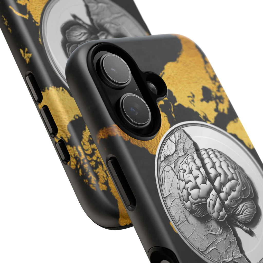 Brain Map Phone Case - Tough Magnetic Case for Creative Minds, Brain Design